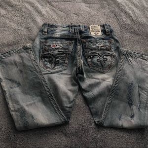 Rock Revival baggy distressed ripped cyber y2k plaid jeans